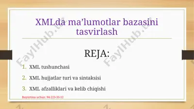 xml ma’lumotlar bazasini tasvirlash — PPTX