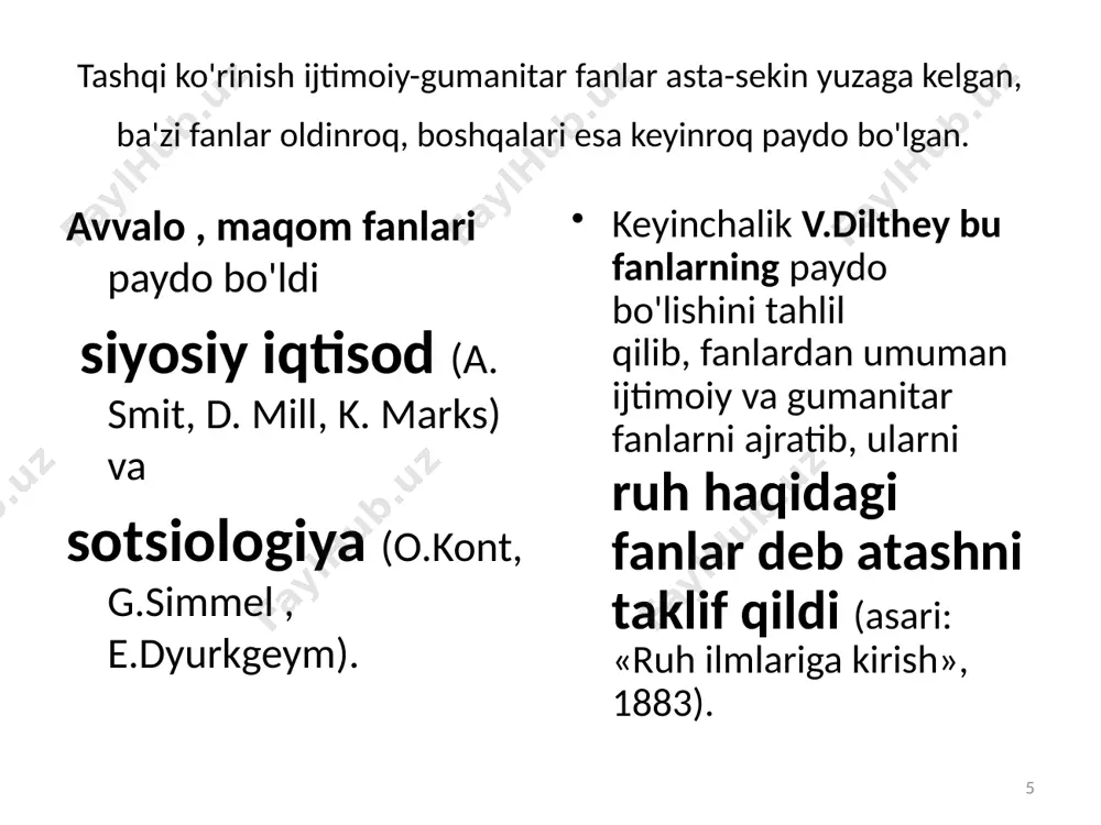 akon va zamondagi ma’nolar harakati ijtimoiy-gumanitar fanda qanday o‘rganiladi bilim ikki jihatdan: ijtimoiy hayotning tarkibiy qismi muayyan shaxsning shaxsiy ruhiy dunyosining tarkibiy qismi . 29 ommaviy axborot vositalari bilan aloqa ko'rib chiqilayotgan fanning bir qismidir 30 yangi bilim sohalari shakllanmoqda ijtimoiy-kommunikatsiya fanlari nazariy va amaliy xarakterga ega. nazariy yo'nalishlar : aloqa va axborot nazariyasi, ommaviy kommunikatsiya nazariyasi, j. xabermasning kommunikativ harakat nazariyasi (falsafa yo'nalishi). amaliy: jurnalistika, kommunikatsiyalar sotsiologiyasi va boshqalar. 31 aloqa - yangi fanlararo ilmiy yo'nalish 32 ma'ruza tugadi, e'tiboringiz uchun rahmat! 33 image1.jpeg image2.jpeg image3.jpeg image4.jpeg image5.jpeg image6.jpeg image7.jpeg image8.jpeg image9.jpeg image10.jpeg image11.jpeg image12.jpeg image13.jpeg image14.jpeg image15.jpeg image16.jpeg image17.jpeg