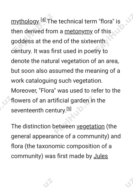 s_in_europe_(english).png the flora of a particular area or time period can be documented in a publication also known as a "flora" (often capitalized as "flora" to distinguish the two meanings when they might be confused). floras may require specialist botanical knowledge to use with any effectiveness. traditionally they are floristic regions in europe according to wolfgang frey and rainer lösch https://en.m.wikipedia.org/wiki/flora_(publication) https://en.m.wikipedia.org/wiki/file:floristic_regions_in_europe_(english).png books, but some are now published on cd-rom or websites. simon paulli's flora danica of 1648 is probably the first book titled "flora" to refer to the plant world of a certain region. it mainly describes medicinal plants growing in denmark. the flora sinensis by the polish jesuit michał boym is another early example of a book titled "flora".[8] however, despite its title it covered not only plants, but also some animals of the region, that is china and india.[9] https://en.m.wikipedia.org/wiki/book https://en.m.wikipedia.org/wiki/cd-rom https://en.m.wikipedia.org/wiki/website https://en.m.wikipedia.org/wiki/simon_paulli https://en.m.wikipedia.org/wiki/flora_sinensis https://en.m.wikipedia.org/wiki/jesuit https://en.m.wikipedia.org/wiki/micha%c5%82_boym a …