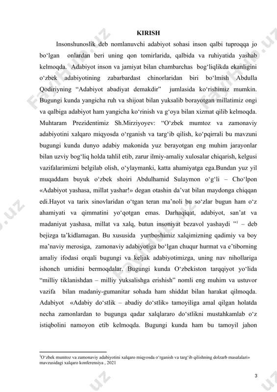 lab tillariga tarjima qilingan. shu o‘rinda savol tug‘ilishi mumkin. nega aynan firdavsiy yozgan “shohnoma” jahon adabiyoti miqyosida keng o‘rganilmoqda, mulohazaga o‘rin berilmoqda va ko‘p yillardan beri adabiy jamoatchilik e’tiborini tortib kelmoqda? avvalo, firdavsiy yashagan davr, ijtimoiy-siyosiy vaziyat, din muhiti, badiiy adabiyotda uslub, til va g‘oyaning o‘zgarishi kabi ta’sir vositalar katta rol o‘ynadi. xususan, firdavsiy “shohnoma” sining yuzaga kelishiga sabab bo‘lgan birinchi omil – ijtimoiy vaziyat haqida fozila sulaymonova quyidagi ma’lumotni berib o‘tadi: “ x-xi asrlarga kelib markaziy osiyo, xuroson va eron arablar bosqinchiligi natijasida yuz bergan inqirozdan anchagina o‘ziga kelgan, qisman bo‘lsa-da, milliy mustaqillikka erishgan, endilikda umuman mustaqillik uchun kurash muammosi turar edi. ana shu tarixiy sharoitda milliy ong o‘sdi, natijada qahramonona o‘tmishga qiziqish ortdi. abulqosim firdavsiyning mashhur “shohnoma” si xuddi ana shu davrda vujudga keldi ”[footnoteref:2] ko‘rinib turibdiki, “shohnoma” asari arablarning ikki yuz yillik hukmronligiga qarshi kurash g‘alaba bilan yakunlanayotgan davrda yaratildi. firdavsiy mustaqillik yo‘lida, yurtini ozodligini madh etish …