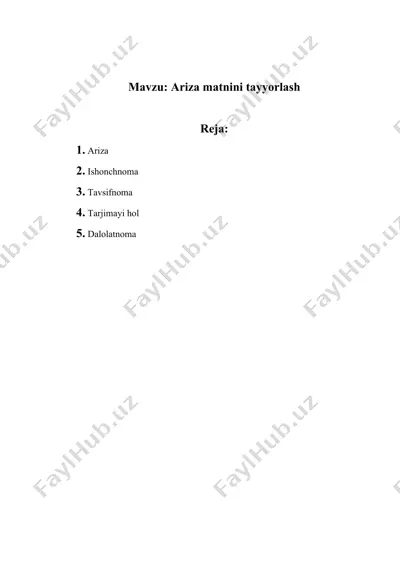 ariza matnini tayyorlash — DOCX