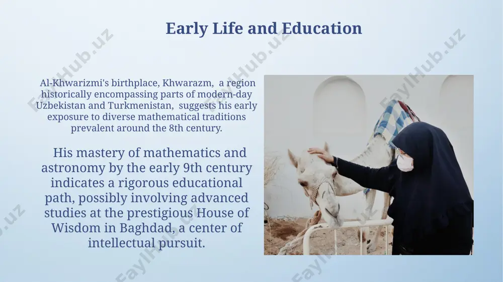 athematical curriculum. algorithms and computer science the development of efficient algorithms, a cornerstone of computer science, is directly connected to al-khwarizmi's systematic methods; impacting areas like data structures (e.g., linked lists), search (e.g., binary search), and sorting (e.g modern computer science relies on algorithmic thinking, a systematic approach to problem-solving directly influenced by al-khwarizmi's methodical approach to mathematical problems – exemplified in his work with linear & quadratic equations, forming the base of many algorithms. development of the hindu-arabic numeral system al-khwarizmi didn't invent the hindu-arabic numerals, but his 9th-century book, "on the calculation with hindu numerals," was crucial in their dissemination across the islamic world and eventually europe, significantly impacting mathematical calculations. the zero (0), a pivotal element of the system, allowing for place value notation, was already present in indian mathematics but al-khwarizmi's writings solidified its integration and understanding within the framework of the new numerical system. thank …