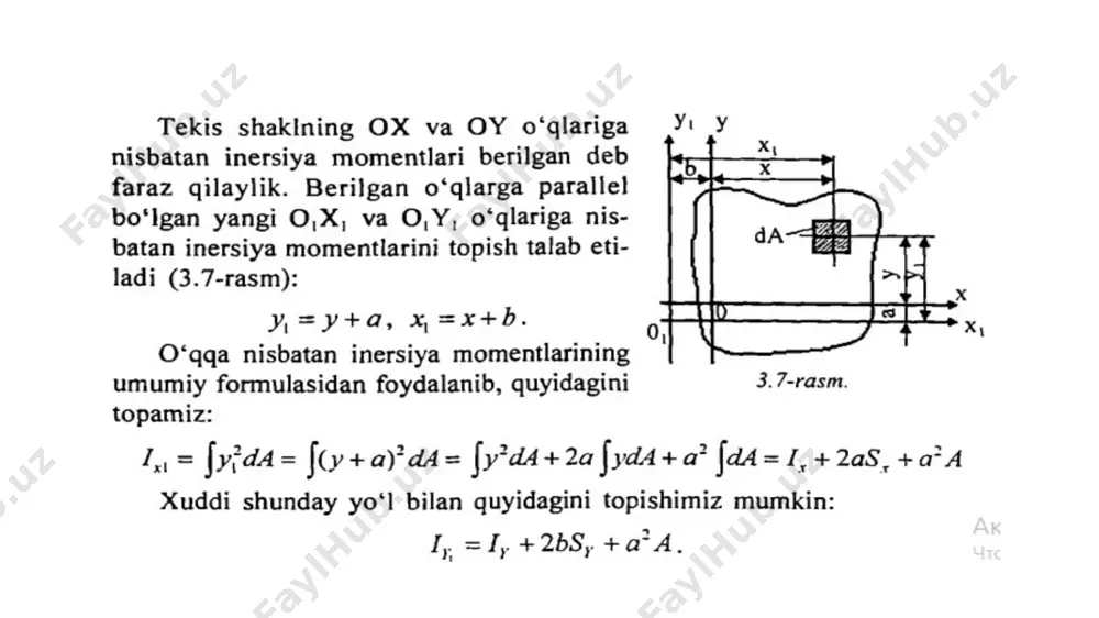 tekkis shakllarning o’qlarga nisbatan statik momenti - Page 3