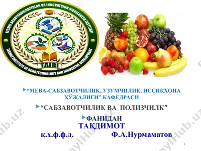 "sabzavotchilik fani" — PPT