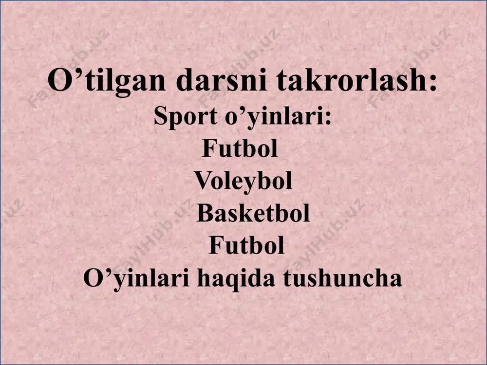 r oyog’i bilan bo’lsa ham qadam ko’ydirishga o’rinadalar. aylana ichiga qadam ko’ygan o’yinchi 1ochko yutkazadi. aylana atrofida aylanib yurganda ko’llarini qo’yib yuborganlar ham bittadan ochko yutkazgan hisoblanadilar. sodir bo’lgan har bir hatodan keyin o’yin qisqa vaqt to’htatiladi, aylanaga qadam ko’ygan o’yinchilarga tashqariga chikish uchun, ko’llarini ajratib yuborgan o’yinchilarga esa yana ko’l ushlab olishi uchun imkon beriladi. o’yinchilari boshqa komandaga o’yinchilariga qaraganda kamroq jarima ochkosi olgan komanda yutgan hosoblanadi. o’yinning qoidalari. 1.o’yindagi har bir tanaffusdan so’ng aylana atrofida siljib yurishning yo’nalishi o’zgartiriladi.2. o’yinda qo’pollik qilish taqiqlanadi. pedagogik ahamiyati. o’yinda bolalarda kuch, epchillik, chidamlilik va tirishqoqlikni rivojlantiradi, bolalarni bir vaqtini o’zida harakatga kirishib ketishiga, boshqa o’yin qatnashchilarini tirishkokligi bilan o’zlarini harakatini birgalikda harakat qilishga o’rgatadi va qobilyatini ijobiy baholay oladi. o’yinning o’ziga hos harakati qarshilik ko’rsatish va kurashishni boshqa elementlari. signalni eshit! o’yinning tavsifi.sinf o’quvchilari kolonna bo’lib maydon bo’ylab harakat qiladilar. o’qituvchi bitta chapak chalganda hamma o’quvchilar qo’llarini bellariga qo’yadilar, ikkita chapak …