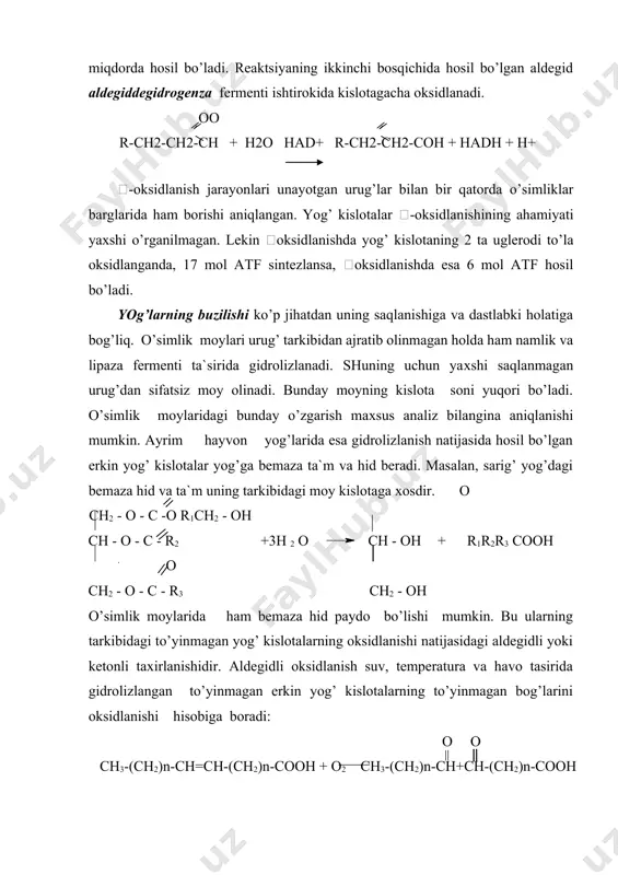 lipidlar yog` kislotalari. yog' kislotalarning oksidlanishi - Page 5