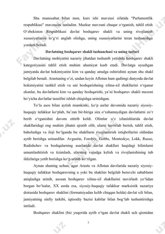 quqiy tafakkur boshqaruvning u yoki bu shaklini belgilab beruvchi sabablarni aniqlashga urinib, asosan boshqaruv xilma-xil shakllarini tasvirlash yo‘lidan borgan bo‘lsalar, xx asrda esa, siyosiy-huquqiy tafakkur marksistik nazariya doirasida boshqaruv shaklini (formatsiyadan kelib chiqqan holda) davlat xili bilan, jamiyatning sinfiy tarkibi, iqtisodiy bazisi kabilar bilan bog‘lab tushuntirishga intiladi. boshqaruv shaklini (biz yuqorida aytib o‘tgan davlat shakli uch qismidan birini) aniqlashda marksistik nazariya davlat hokimiyati u yoki bu tuzilishini tavsiflovchi ijtimoiy-sinfiy belgisini asosiy belgi sifatida ajratib ko‘rsatardi. u boshqaruv shaklini mazkur davlatning ijtimoiy-sinfiy mohiyatining, siyosiy mazmunining, sinfiy kuchlar amaldagi nisbatining tashqi ifodasi sifatida ta’riflardi. bu chizmaga ko‘ra respublika sinfiy kuchlarning bir xil nisbatida paydo bo‘lsa, monarxiya boshqa nisbatida vujudga keladi. albatta, jamiyatning sinfiy tuzilishi, sinfiy manfaatlarning to‘qnashuvi, sinfiy kuchlar nisbatini hech kim inkor etmaydi, ular hayotda mavjud bo‘lib, davlat tuzilishiga, eng avvalo, hokimiyat tizimi qanday shakllarda tashkil topgani va amal qilishiga, davlatni kim boshqarishiga ta’sir etadi. biroq, ayni paytda, davlat sinfiy belgisi …
