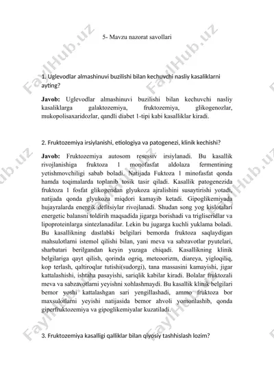uglevodlar almashinuvi buzilishi bilan kechuvchi kasalliklar — DOC