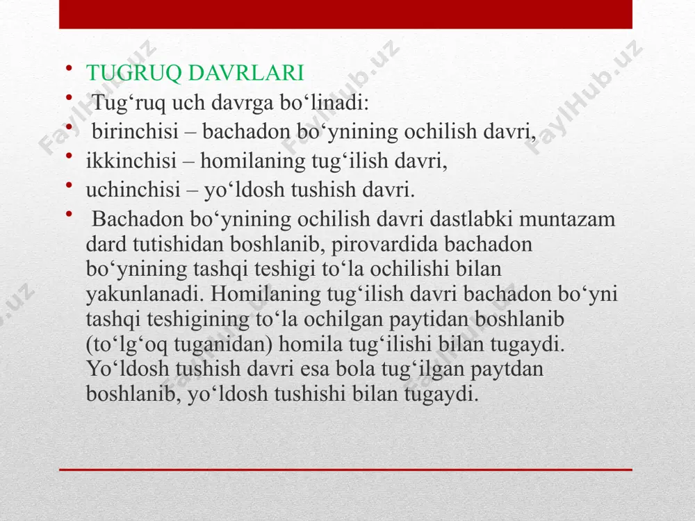 ozilgan) bo‘ladi ( dumba aralash oldinda yotganda homila dumbasi chanoq son va tizza bo‘g‘imlaridan bukilgan oyoqlari bilan birga chanoq bo‘shlig‘iga qarab turadi. oyoqning oldinda yotishi: a) to‘liq – ikkala oyoqning oldinda yotishi va b) chala – bitta oyoqning oldinda yotishiga bo‘linadi. dumbaning oldinda yotishi oyoqning oldinda yotishiga qaraganda ikki barobar ko‘proq uchraydi. oyoqning oldinda chala yotishi ko‘proq kuzatiladi. chanoq oldinda yotishining sabablari: 1. barvaqt tug‘ruqda. 2. ko‘p marta tug‘ib bachadon tonusi susaygan ayollarda. 3. egiz homiladorlikda. 4. platsentaning oldinda yotishida. 5. bachadonning pastki segmentida miomatoz tugunlar borligida. 6. bachadonning noto‘g‘ri rivojlanishida. 7. qog‘onoq suvining kam yoki ko‘pligida chanoq oldinda yotishining diagnostikasi chanoqning oldinda yotishini, asosan, tashqi va qin orqali tekshirish usullari yordamida aniqlanadi. chanoq kirish tekisligi ustida yoki chanoq og‘zida yirik, noto‘g‘ri yumaloq shakldagi, kamharakat yumshoq konsistensiyali qism oldin yotganligi tashqi tekshirishda paypaslab bilinadi. bachadon tubida yumaloq, zich, liqillab turgan bosh topiladi, u o‘rta chiziqdan ko‘pincha o‘ngga yoki chapga og‘adi. …