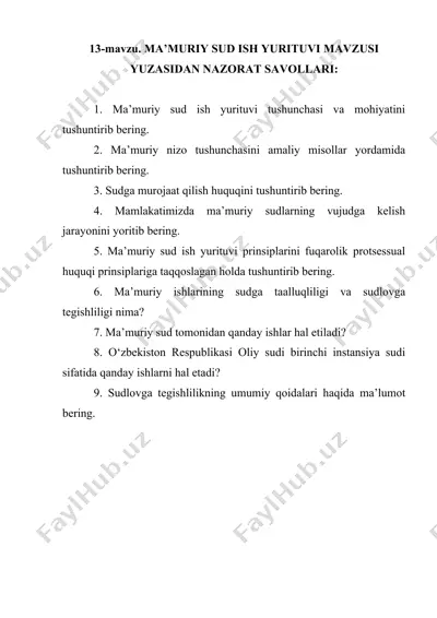 ma’muriy sud ish yuritiluvi mavzusi — DOCX