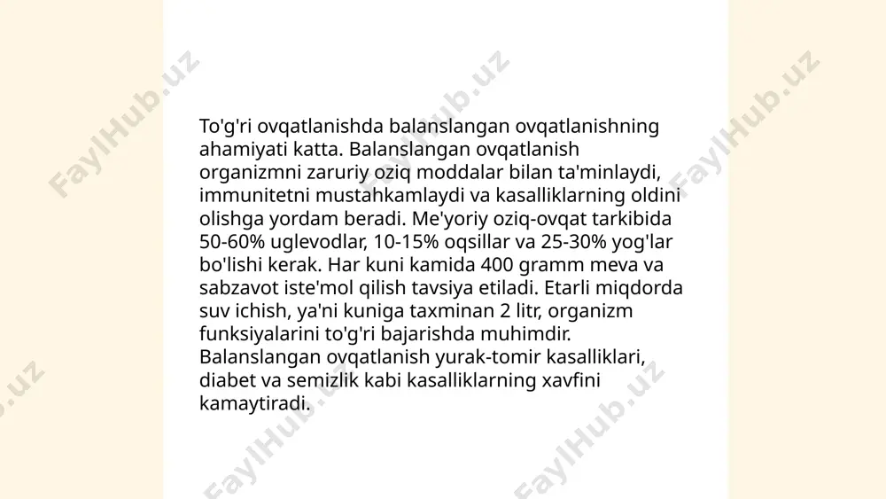 klash sog‘lom turmush tarziga qadamdir. tögri ovqatlanish soğlom turmush tarzi omili sifatida qamchinbekova zarnigor e'tiboringiz uchun raxmat! image1.png image2.png image3.png image4.jpg image5.jpg image6.jpg image7.jpg /docprops/thumbnail.jpeg