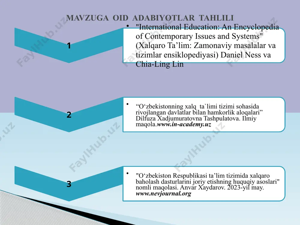 nodavlat tashkilotlari, xalqaro grantlar va bevosita maktab tashabbuslari muhim rol o‘ynaydi. masalan : 1. rasmiy hukumat dasturlari va grantlar; 2. xalqaro tashkilotlar va nodavlat fondlar; 3. maktablararo sheriklik va almashinuv dasturlari; 4. steam va ilmiy loyihalar bo‘yicha hamkorlik yo`nalishlari. t/r o‘zbekistonda (amaldagi holat) xorijiy davlatlarda (amaldagi holat) takliflar 1 o‘zbekiston maktablarida fanlarni o‘qitishda nazariy bilim berish uchun ko‘proq soatlar ajratilgan aqshda maktablarda fanlarni o‘qitishda amaliy bilim berish uchun alohida ta’lim shakllari joriy qilingan; amaliyot va ishchi daftarchalar, loyihalar va guruh ishlari, model yaratish, simulyatsiyalar ta’lim dasturlarini yaratishda amaliy mashg`ulot soatlariga alohida e`tibor berilishi o‘quvchilarda amaliy ko‘nikmalarni yaxshiroq shakllanishiga xizmat qiladi 2 yurtimizda xorijiy ta’lim tashkilotlari bilan maktab o‘qituvchilari o‘rtasida samarali tajriba almashinuvi yo‘lga qo‘yilgan singapurda xorijiy ta’lim tashkilotlari bilan hamkorlikda maktab o‘quvchilarining almashinuvi ham yuqori bosqichlarda amalga oshirilmoqda o‘quvchilar almashinuvini yo`lga qo`yilishi xalqaro ta`lim yutuqlarini tezroq va chuqurroq egallash imkoniyatlarini yaratadi muammo yuzasidan o‘zbekiston va xorijiy davlatlarning qiyosiy tahlili muammo …