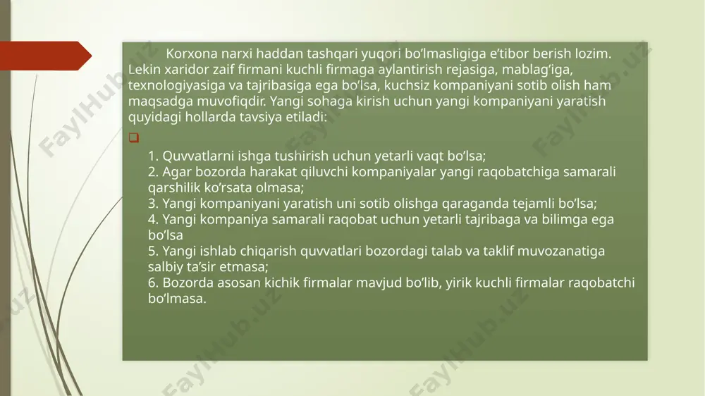 hqa bizneslarga diversifikatsiyalash imkonini beradi. biznes texnologiyalaridan, ishlab chiqarish quvvatlaridan funksional xizmatlardan, turdosh bizneslardan foydalanish orqali masshtab samarasini yaratish mumkin. masshtab samarasi shundan iboratki, bir necha bizneslarni markazlashgan boshqaruvi ularni alohida boshqaruviga nisbatan kamroq xarajatlarni talab qilishiga asoslanadi. bizneslarning yoki ishlab chiqarishlarning bir-biriga muvofiq ishlashi, resurslardan va ishlab chiqarish quvvatlaridan, hamkor bizneslardan hamda yalpi e’tirof etilgan savdo markasidan foydalanish tejamkorlikni keltirib chiqaradi. masshtab samarasi muayyan bizneslardagi diversifikatsiya kompaniyasi bilanqanchalik bog’liq bo’lsa, past xarajatlarga tayanib, raqobatbardoshlikni oshirish shunchalik yuqori bo’ladi. diversifikatsiyalashgan kompaniya o’z tajribasini va bilimlarini hamda ishlab chiqarish quvvatlaridan hamkorlikda foydalanish tajribasini boshqa biznesga joriy etishi mumkin. natijada ushbu bizneslarning alohida ishlaganiga qaraganda, strategik muvofiqlikda ishlashi yuqoriroq foyda beradi. bilim va tajribalarni boshqa biznesga joriy etish uchun esa, bizneslarda o’zaro masshtab samarasi ikki yoki undan ko’proq bizneslarni korporativ boshqaruvi natijasida xarajatlarni pasaytirish orqali namoyon bo’ladi. ishlab chiqarish sikllarining istalgan nuqtasida hamkorlikning paydo bo’lishi tejamkorlik imkoniyatlarini yaratadi. turdosh bizneslarning muvofiqligi. har …