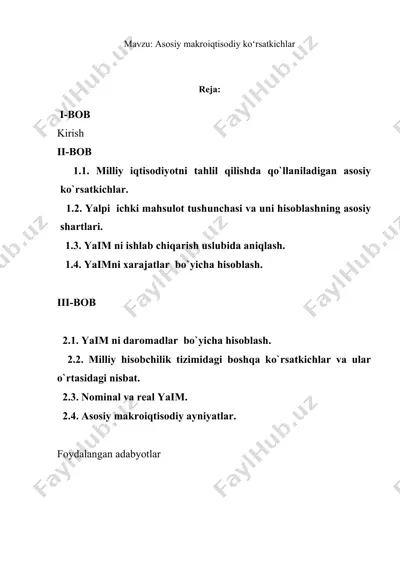asosiy makroiqtisodiy koʻrsatkichlar — DOCX