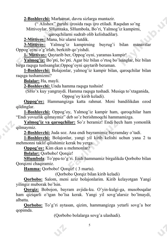 "yangi yil sarguzashtlari" bayram kechasi ssenariysi - Page 5