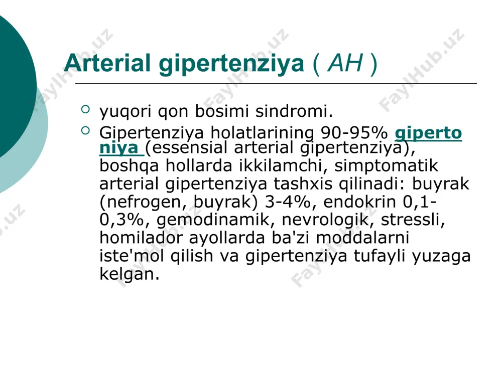 rtan mikardis boehringer ingelxaym 40, 80 14, 28 eprosartan teveten abbott (solvay) 400, 600 14, 28 kandesartan atakand astrazeneca 8, 16, 32 14, 28 irbesartan tasdiqlash sanofi aventis 150, 300 14, 28 losartan lozap zentiva 12,5 50 30 losartan lorista krka 12,5 25 50 100 14, 30 losartan bloktran farmstandart 50 10, 20, 30 olmesartan kardosal berlin - chemie 10, 20, 40 28 40 vazopeptidaz inhibitörleri omapatrilat fermentlarni inhibe qiladi - neytral endopeptidaza va angiotensinga aylantiruvchi ferment va natijada: 40 pressor va depressor ta'siri kengaytiruvchi moddalarning faolligi atriyal natriuretik peptid bradikinin adrenomedullin angiotenzin - aldosteron tizimining faolligi pasayadi iii. vazodilatatorlar (vazodilatorlar) 1. ion kanallariga ta'sir qiluvchi vositalar kaltsiy kanal blokerlari - kaltsiy antagonistlari dihidropiridinlar - nifedipin, amlodipin, felodipin va boshqalar, ularning xususiyatlari periferik vazodilatatsiya ta'sirida ustunlik qiladi. non-dihidropiridinlar - verapamil va diltiazem, ularning xususiyatlarida salbiy xrono- va inotrop ta'sirlar ustunlik qiladi, shuningdek, av o'tkazuvchanligini kamaytirish qobiliyati. kaltsiy kanal blokerlari qon …