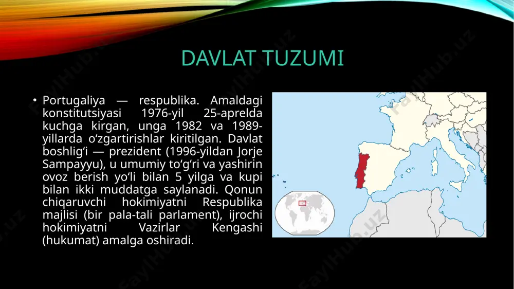 soliq tizimi portugaliyaning soliq tizimi ko'p qirrali va murakkabdir, unda tovarlar, xizmatlar, daromad va mulk bo'yicha turli soliq stavkalari mavjud. shaxsiy daromad solig'i: soliq stavkalari progressiv, ya'ni daromadning ortishi bilan soliq stavkasi ham oshadi. eng past stavka 14% bo'lib, eng yuqori stavka 48%gacha yetadi. soliq to'lovchilarning daromadiga qarab, ba'zi yengilliklar, chegirmalar va ajratmalar mavjud. korxona solig'i: korxonalarga soliq stavkasi 21%ni tashkil etadi. kichik va o‘rta bizneslar uchun ayrim chegirmalar va imtiyozlar mavjud. qarzdorlik va kapital bo'yicha soliq va boshqa imtiyozlar biznesning o‘sishiga yordam berishi mumkin. qo‘shilgan qiymat solig‘i (qvs): portugaliyaning standart qvs stavkasi 23% ni tashkil etadi, ammo ba'zi tovarlar va xizmatlar uchun arzonroq stavkalar mavjud. masalan, ba'zi oziq-ovqat mahsulotlari va jamoat transporti uchun 6% va 13% stavkalar qo‘llaniladi. merosi solig‘i: portugaliyada meros va sovg‘alar bo‘yicha soliq ham mavjud. bu soliqni to‘lashda soliq stavkalari merosning hajmi va soliq to‘lovchining qarindoshlik aloqalariga bog‘liq. ijara solig‘i: ijara turlari bo‘yicha soliq ham qo‘llaniladi, …