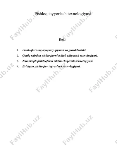 pishloq tayyorlash texnologiyasi — DOC