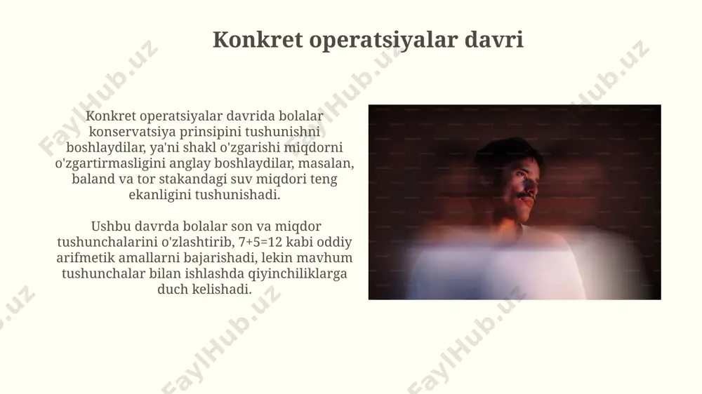 15 yoshdagi o'smirlar abstrakt fikrlash va mantiqiy xulosalar chiqarish qobiliyatiga ega bo'lib, gipotetik vaziyatlarni tahlil qila oladilar. e'tiboringiz uchun rahmat @taqdimot_robot image2.jpg image3.jpg image4.jpg image5.jpg image6.jpg image7.jpg image8.jpg image9.jpg image10.jpg