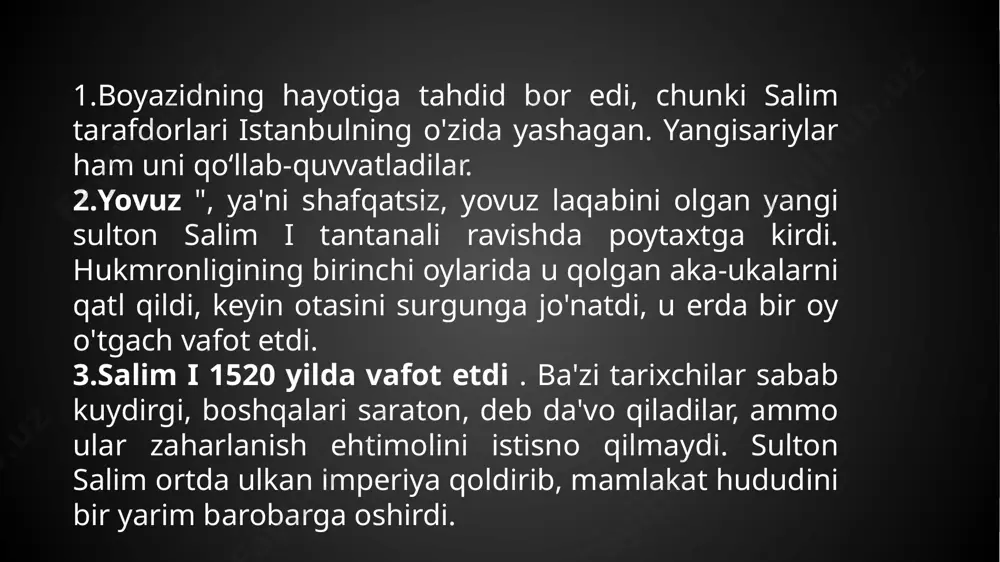 , musulmonlar orasida u "adolatli", "qonun chiqaruvchi" degan ma'noni anglatuvchi kanuniy nomiga ega edi . , shafqatsiz va shafqatsiz zolim sifatida tanilgan otasi salim i yavuzning boshqaruv uslubidan farq qilar edi . sulton sulaymon imperiyasi usmonli - vengriya urushi (1521-1526) hukmronligining boshida u qo'shni davlatlardan asirlarni ozod qilib, insonparvarlik harakatlarini amalga oshirishga harakat qildi. u qoʻshni davlatlar bilan savdo aloqalarini oʻrnatib, oʻz mulkining obodligini taʼminladi. u qonxo'r va shafqatsiz emas edi, oddiy odamlar dono hukmdorga ishonishdi va uning tashabbuslariga ishonishdi. biroq turk sultoni faqat tinchlik muzokaralarini olib borishni maqsad qilgan emas, balki harbiy shon-shuhratni orzu qilgan va yangi hududlarni bosib olish g'oyalarini tarbiyalagan. yangi erlarning zabt etilishi hukmdorning bema'niligini mamnun qildi. uning hukmronligining har yili davlat hududining ko'payishini anglatadi. 1521 yilda sulton sulaymon oʻz qoʻshini bilan vengriya va chexiya qiroli layosh ii ga qarshi yurish qildi. uzoq qamaldan keyin 1521 yilda belgrad bosib olindi. urush taxminan besh yil davom etdi, …