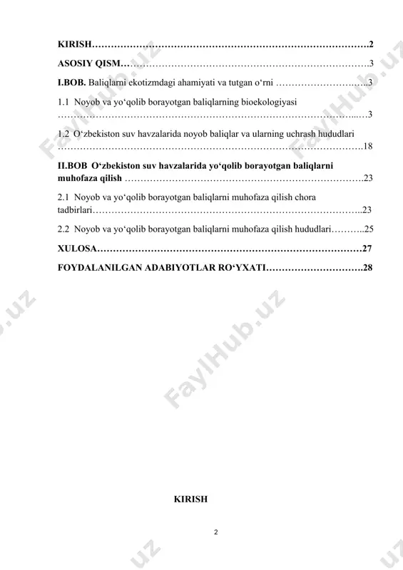 va innovatsion usullarini joriy etgan holda samaradorlikni oshirish belgilab olindi . bizlar ham shu qarorning ijrosini ta’minlash maqsadida mamlakatimizda baliqchilikka katta iqtisodiy zarar yetkazib kelayotgan kasalliklarni o‘rganib, aholiga sifatli baliq mahsulotlarini yetkazib berishga o‘z hissamizni qo‘shib kelmoqdamiz . yaqin o‘tmishda markaziy osiyoning asosiy havzasi bo‘lgan orol dengizi yaqin o‘tmishda kattaligi bo‘yicha jahonda to‘rtinchi o‘rinda turar edi. orol dengizini ikkita katta daryo – amudaryo va sirdaryo suvga to‘yintiradi. bu daryolar esa baland chekka shimol bilan iqlimi o‘xshash bo‘lgan tog‘larning asriy muzliklaridan boshlanib, yirik sahrolar – qizilqum va qoraqum orqali oqib o‘tadi. bu daryolar doimo o‘zining asovligi bilan ajralib turadigan tez-tez o‘zanini o‘zgartirib turishi mumkin bo‘lgan yer sharidagi eng loyqa daryolardan sanalishgan. o‘tgan asrning 70- yillaridan keyin ko‘plab gidroinshootlar – suv ombolari va kanallar qurildi. natijada hududdagi barcha suv havzalar gidrologik tartibi istisnosiz tarzda bo‘zilib ketdi. inson ongli ravishda havzadagi barcha suvni suv omborlarida to‘plab sunʼiy tartibda ular oqimini boshqara boshladi. bu …