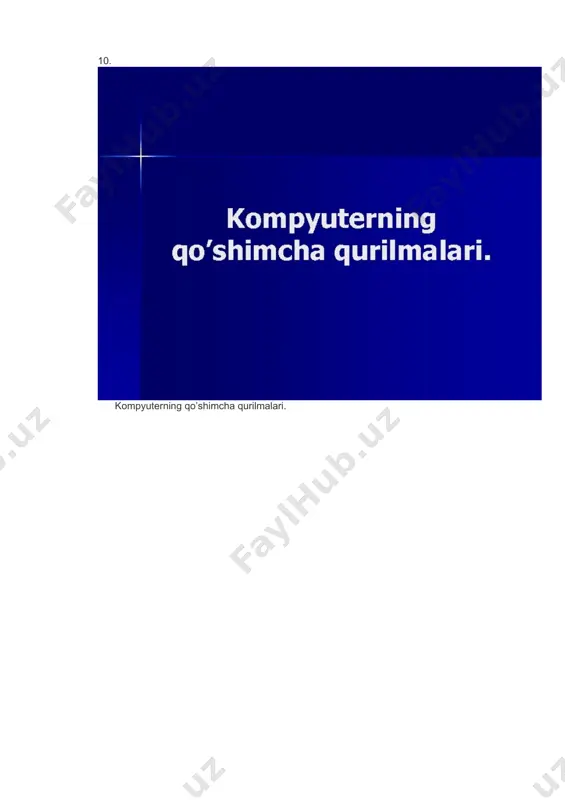diskni(vinchester, hdd), kompyuterning asosiy xotirasi deyish mumkin. bu qurilma kompyuterga bevosita ata yoki sata porti orqali ulanadi. hajmi ham xar hil bo'ladi(250 gb, 500 gb, 1 tb, 2tb,..). hajmi qanchalik katta bo'lsa, narxi ham shunchalik qimmat hisoblanadi. undan tashqari ma'lumotlarni o'qish va yozish tezligi ham narxiga ta'sir qiladi. bu xotira turiga yana tashqi qattiq disklar ham kiradi. ular usb port orqali ulanadi va kompyuterdan elektr manbai oladi. bu turi katta hajmdagi ma'lumotlarni olib yurish uchun ishlatiladi. egiluvchan disklar hozirgi kunda kamayib ketgan. 1.44 mb hajmga ega bo'lib, ma'lumotlarni bir necha martta o'qib, yozish uchun ishlatiladi. unchalik ishonchli emas, magnit plyonkalar ham yupqa bo'lib, juda tez ishdan chiqish ehtimoli katta. tashqi ta'sirlarga umuman bardoshli emas. keyingi magniitli saqlash qurilmasi bu – magnit lentalardir. bular asosan server kompyuterlar bilan ishlaganda kerak bo'ladi. katta hajmdagi ma'lumotlarni arxivlash yoki nusxasini olish jarayonida ishlatiladi. o'qish va yozish tezligi unchalik katta emas, lekin uzoq vaqt davomida …