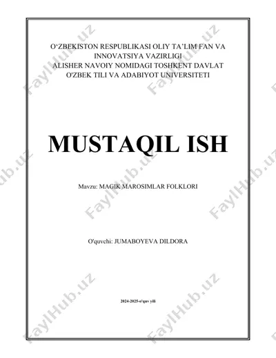magik marosimlar folklori — DOCX