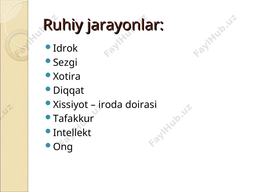 agilarda ifodalanadi: har bir idrok tarkibiga ayni vaqtda bir necha sezgi kiradi. masalan, qovunni idrok qilish. bunda quyidagi sezgilar ishtirok etadi qovunning shakli va rangini aks etgiruvchi ko'rish sezgisi, hidini aks ettiruvchi hid sezgisi, mazasinn aks ettiruvchi ta'm sezgisi, harakatni aks etgiruvchi teri sezgisi va boshqalar. bu sezgilar taxlil yordamida ajratib olinadi va idrokning reseptiv tomonini tashkil etadi. ular ishtirokida narsaning barcha xossalari bir butun holda aks ettiriladi. bu esa idrokning perseptiv tomonini tashkil etadi. * idrokning konstantligi va anglanganligi. idrok qilinayotgan tashqi olam, muhit doimo o‘zgarishda, turli holatlarda, turli sharoitlarda namoyon bo‘ladi. turlicha yorug‘likda, fazoda turli holatlarda, turli masofda bo‘ladi. bunday omillar ta’siri ostida ko‘z sezgi organlarimizga kelayotgan ma’lumotlar turlicha bo‘ladi, ularni idrok qilish ham turlicha bo‘lishi kerak. ammo bizning pertseptiv (idrok qilish) tizimimiz bo‘layotgan o‘zgarishlarni to‘g‘rilash, tiklash qobiliyatiga ega. * har bir idrok tarkibiga kishining o'tmishda hosil qilingan bilim va tajribalari kiradi. biz bunday shakl buyumlarni ilgari juda …