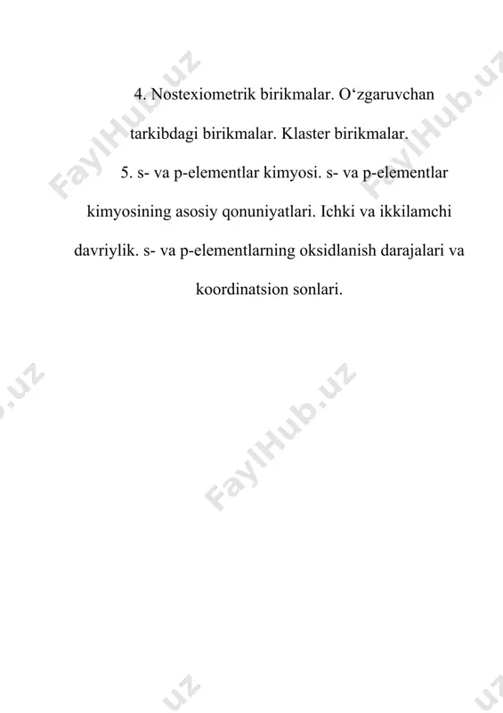 assasining qariyb 99% ini 8ta element tashkil etadi: kislorod - 47,20%, kremkiy – 27,6%, alyuminiy - 8,8%, temir – 5,10%, kalsiy – 3,6%, natriy – 2,40%, kaliy – 2,35%, magniy – 2,1%. 4. vaqt o‘tishi bilan yer qobig‘ining klarklari oz bo‘lsada o‘zgara borishi kerak, chunki yerda koinotdan chang, metiorit va boshqa jismlar tushib turadi. shuningdek, yer xam o‘z elementlarining bir qismini koinotga tarqatadi. koinot jismlari ikki guruhga ajratiladi: biri (masalan, quyosh va yulduzlar) o‘zidan nur sochadi; ikkinchilari (masalan, planetalar) faqat o‘ziga boshqa jismlardan tushgan nurning bir qismini qaytaradi. har ikkala guruh vakillaridan yerga tushayotgan nurlarni spektral analiz qilish natijasida koinot jismlarining mineralogik va kimyoviy tarkiblari aniqlanadi. bundan tashqari osmon jismlarini (masalan, oydan) keltirilgan namunalarni kimyoviy analiz qilish natijasidan ham foydalaniladi. koinot jismlarining kimyoviy tarkibini aniqlashga oid tekshiruvlar xix asrning ikkinchi yarmidan boshlandi; dastlab g.kirxgov, p.bunzen bilan hamkorlikda 1860 yilda spetral analizni joriy qildilar. keyinchalik bu sohada qo‘llaniladigan astronomik teleskoplarning (radiostranomik …