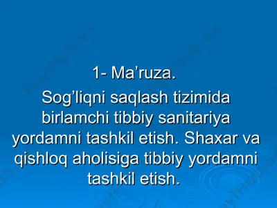 salomatlikni muhofazalash va sog’liqni saqlash — PPT