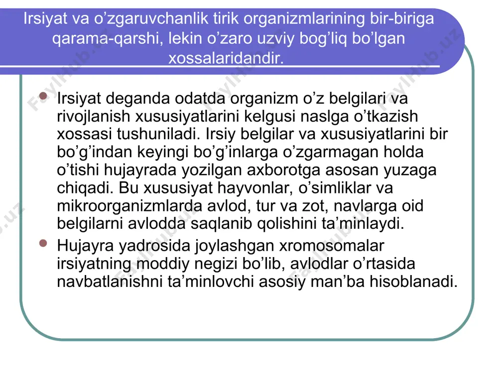 irsiyat va o'zgaruvchanlikning moddiy asosi - Page 3