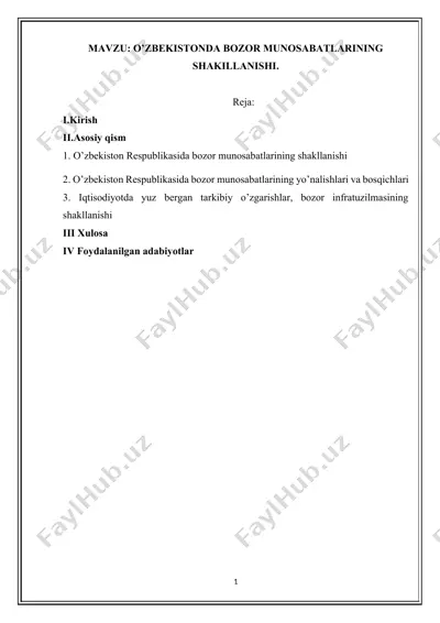 bozor munosabatlarining shakillanishi — DOCX