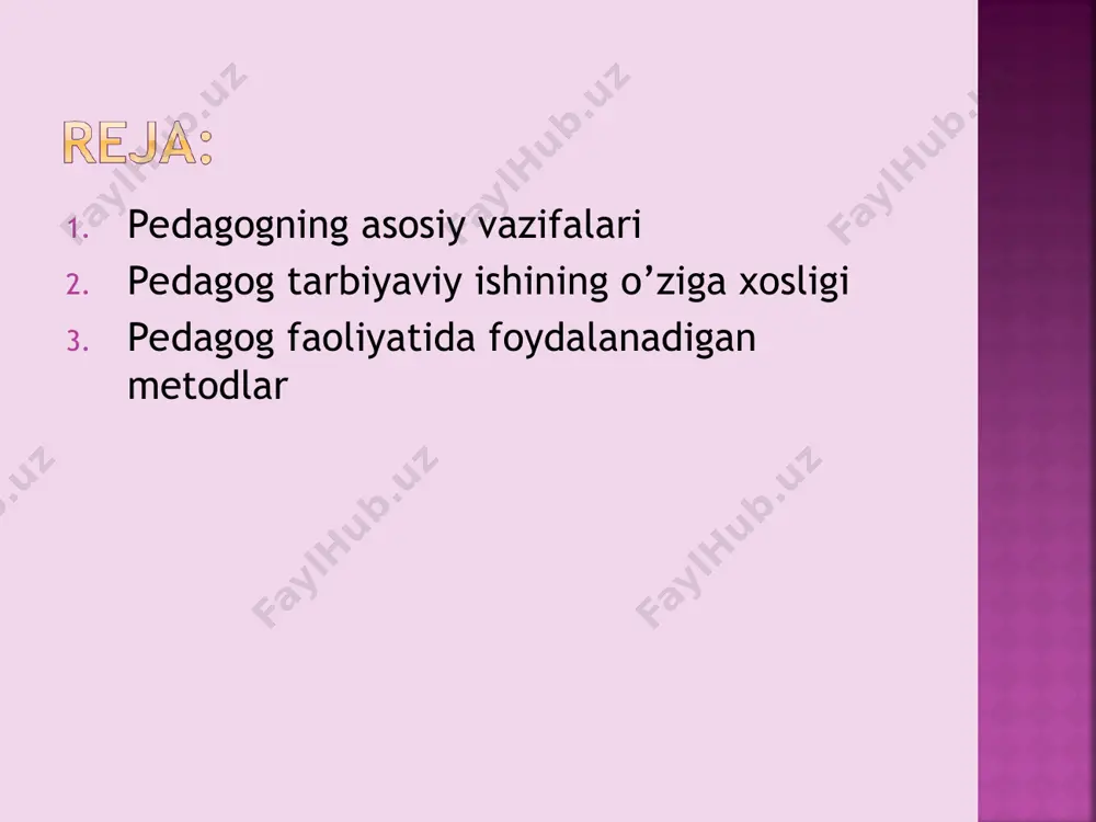 imoiy ta’lim markazlarida; ijtimoiy psixologik yordam markazlarida; madaniy markazlarda, dam olish markazlarida, yoshlar klublarida; yozgi lagerlarda; mahallada, mahalladagi pedagog murabbiy bilan, xotin-qizlar qo’mitasi, uchastka inspektori bilan muomala o’rnatish. o’rta umumta’lim tizimida eng zamonaviy mutaxassisliklardan biri – bu ijtimoiy pedagoglik kasbidir. uning asosiy vazifasi – tarbiyaviy ishlarni hayotiy muhim oilaviy va ijtimoiy muammolarni o’zida his etayotgan yosh avlodni tarbiyalash bilan qo’shib olib borishdan iborat, qiyin bo’lgan turmush masalalarini yengillashtirish, so’z va amalda yordam berish, ijtimoiy pedagog amaliy faoliyatining axloqiy pozitsiyasi va yo’naltirilgani ana shulardan iborat. xulosa ijtimoiy pedagog tarbiyaviy ishlar metodlarini keng tizimidan foydalanishga o’z e’tiborlarini qaratishlari lozim. bu o’rinda ijtimoiy pedagoglarning bir qismi o’quvchilarni tarbiyalashning an’anaviy vositalari atrofida guruhlashga, shaxsiy suhbat, u yoki bu ijodiy faoliyat ko’rinishiga o’smirlarni jalb etishga, ayrim o’quvchilarga nisbatan sinf tarbiyaviy ishlarini topshirishga harakat qilishadi. lekin, ijtimoiy pedagog ishlarini o’ziga xosligi bir qator yangi faoliyat usullarini yuzaga chiqardi. mahalladagi jamoa tashkilotlari bilan hamkorlik; mas’ul diniy idoralar …