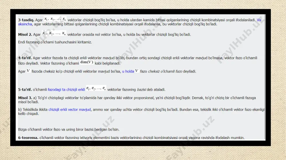 geometriya fanidan o'lchamli vektor fazolar - Page 3