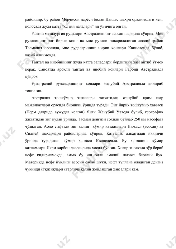 avstraliya shakllanish tarixi, relyefi va foydali qazilmalari - Page 5