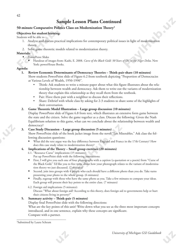 le all the other students will be the “directors” of the play. 3.2 role-play (15 min): the “actors” play the dynamic regulation of the lac operon, and the “directors” judge whether they play a functional lac operon or not. change the environmental conditions, play the responses of the lac operon again (10 min). if time permits, repeat for the trp operon. (5min) 3.3 group discussion (10 min): as a large group, discuss the following questions: • what are the ways to improve the play by better representing the regulation of the pathway? • how would one exhibit specific versus non-specific interactions? • what other responses will be stimulated under other conditions, such as mutations? 3.4 students discuss remaining exercise questions in small groups (15 min). • sample exercise question: what do you think would happen in each of the following? • an e.coli missing a functional lacz gene. • an …