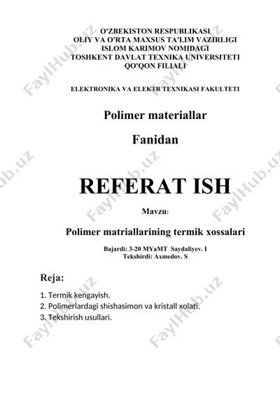 polimer materiallar — DOCX
