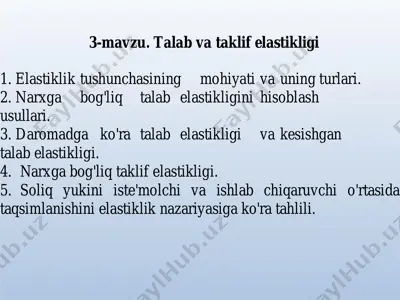 elastiklik va narx-daromad tahlili — PDF