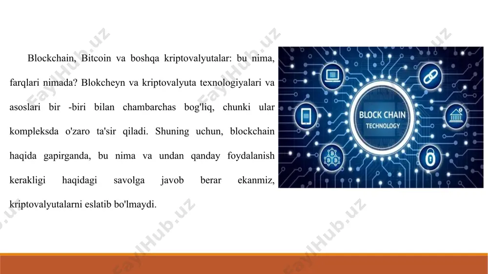 ksimal darajasiga ega platforma. blockchain texnologiyasi - bu atamaning ma'nosi, agar rus tiliga tarjima qilingan bo'lsa, ikkita blok va zanjir so'zlaridan iborat bo'lib, "blok zanjiri" deb aniq tarjima qilingan. bu kriptovalyutalar uchun blokcheyn texnologiyasining mohiyati. algoritmning oddiy tavsifidan ham uning afzalliklari aniq: tranzaktsiyalarning yuqori xavfsizligi; pul o'tkazmalari va harakatlarining shaffofligi; anonimlikni saqlash, saqlangan barcha ma'lumotlarga to'liq kirish kimga blockchain kerak va nima uchun? bu, birinchi navbatda, kriptovalyuta foydalanuvchilari va konchilar (ularni qazib oluvchilar) uchun kerak, chunki bu xavfsizlik va ularning mablag'larini ta'minlaydi. tizim yoki blokcheyn - bu tarmoq bilan o'zaro aloqada bo'lgan barcha kompyuterlardagi barcha ma'lumotlarni saqlaydigan buyurtma qilingan ma'lumotlar bazasi. ma'lumotlar bazasida doimiy ravishda vaqt tamg'asi qo'yilgan imzolangan bloklar ro'yxati, oldingi blokga havola va boshqa kerakli ma'lumotlar saqlanadi. kon hech qachon to'xtamaydi va bloklar ro'yxati doimiy ravishda o'sib bormoqda. blockchain texnologiyasi va u nima uchun kerak? yaqin o'xshashlik - bemorning tibbiy tarixi. u yozuvlarni sana va vaqt yozuvlari bilan …