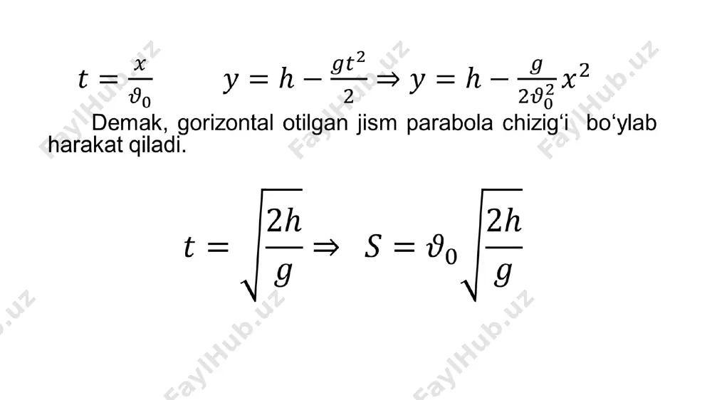 gorizontal otilgan jism 10-sinf, 6-mavzu. - Page 3