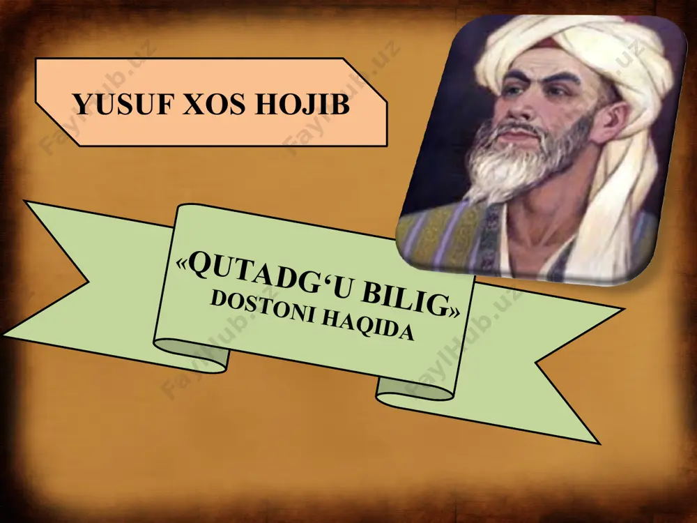 i. asarda to‘rtta yetakchi qahramon bor: kuntug‘di – elig (hukmdor) – adolat timsoli. oyto‘ldi – vazir – davlat timsoli. o‘gdulmish – vazirning o‘g‘li (otasining vafotidan keyin vazir) – aql timsoli. o‘zg‘urmish – oyto‘ldining uzoq qarindoshi, zohid – qanoat (ofiyat) timsoli. ularning har biri ramziy tarzda adolat, davlat, aql va ofiyat (qanoat)ni aks ettiradi. ayni paytda asarda ular muayyan lavozim egasi sifatida ko‘rinadi. asar qahramonlarning o‘zaro suhbati asosiga qurilgan. yusuf xos hojib tasvirida kuntug‘di «qilmishlari to‘g‘ri, fe’l-u raftori rost, tili chin, yetuk, ko‘zi va ko‘ngli boy, bilimli, zakovatli, hushyor, yomonlarga misli bir olov edi». oyto‘ldi – vazir, ayni paytda davlat ramzi. uning fe’l-atvorida barcha ezgu xislatlar mujassam. shunga qaramay, davlat alohida e’tiborni ham talab qildi. yusuf xos hojib bunday mulohazalarni o‘z qahramonlarini so‘zlatish orqali ko‘rsatib beradi. oyto‘ldining ham, kuntug‘dining ham o‘z tabiatlarini, asl mohiyatini ramziy detal va xatti-harakatlar yordamida ko‘rsatib berishi yuqoridagi matnlardan ayonlashdi. to‘p, kiyik, qilich, zahar solingan idish, shakar, …