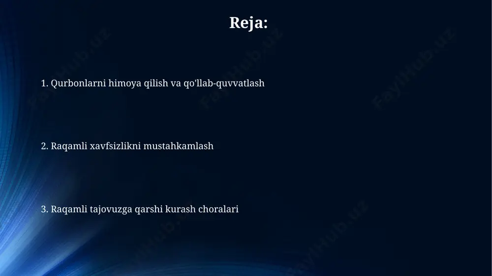 iyaning ma'lumotlar bazasi buzildi, bu esa 10 million dollardan ortiq moliyaviy yo'qotishlarga va 2000 dan ortiq ishchining shaxsiy ma'lumotlarining oshkor bo'lishiga olib keldi. raqamli zo'ravonlikning samarqand viloyatidagi o'spirinlar orasida tarqalishi 20% ga oshdi, bu esa 100 dan ortiq o'spirinning o'z joniga qasd qilish holatlariga va 50 dan ortiq o'spirinning ruhiy kasalliklar bilan kasallanishiga sabab bo'ldi. kelajakdagi strategiya jahon sog'liqni saqlash tashkiloti (jsst) bilan hamkorlikda, 2025-yilga qadar toshkent va samarqand shaharlarida onlayn xavfsizlik bo'yicha 5000 dan ortiq fuqaroni o'qitish rejalashtirilgan. yevropa ittifoqi bilan birgalikda, kiber jinoyatlarni aniqlash va oldini olish uchun sun'iy intellekt texnologiyalarini qo'llash bo'yicha 3 yillik loyiha boshlanadi, bu esa 2024-yilga qadar 10 million foydalanuvchini himoya qilishga yordam beradi. kelajakdagi strategiya, 2030-yilgacha o'zbekistonda internetda zo'ravonlik holatlarini 50% ga kamaytirishga qaratilgan bo'lib, buning uchun 10 ta yangi milliy dastur ishlab chiqiladi. xalqaro hamkorlik evropa ittifoqi 2022-yilda 27 a'zo davlat bilan birgalikda, raqamli agressiyaga qarshi kurashish uchun 10 million yevro miqdorida …