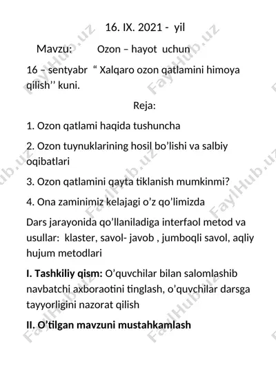 ozon – hayot  uchun — DOCX