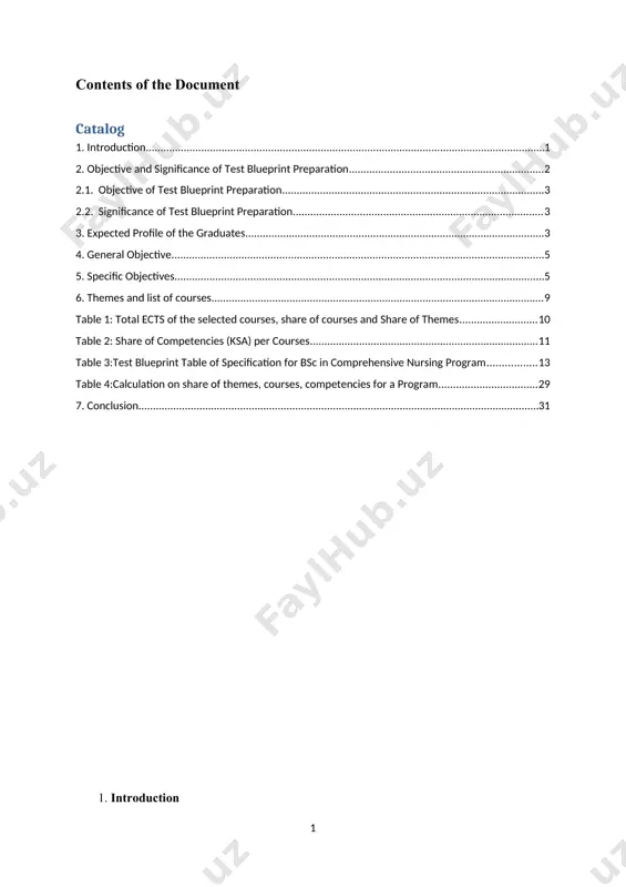 ty of the test in terms of test content validity, difficulty level, discrimination power and test reliability. test construction needs the preparation of test blue print which is a complete plan that explains how to develop a test. the term refers to a map or specification of assessment to ensure that all aspects of the curriculum and educational domains are covered by the assessment programs over a specified period of time. it helps curriculum developers/test constructors to match various competencies with the course content and the appropriate modality of assessment. generally, test blueprint will help to appropriately assess the achievement of instructional objectives of the course; reflect key course goals, objectives and the material learned or covered during the instruction period; and to include the appropriate item formats along with the knowledge, skill and attitude being assessed. keeping this in mind, the team has prepared this test blueprint document in …
