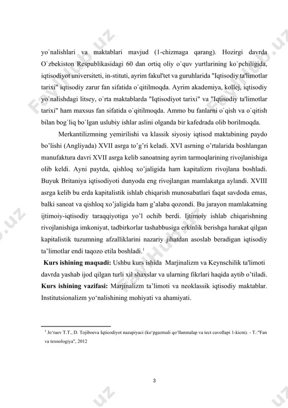 ko‘pgazmali qo‘llanmalap va tect cavollapi 1-kicm). - t.:"fan va texnologiya", 2012 ] kurs ishining maqsadi: ushbu kurs ishida marjinalizm va keynschilik ta'limoti davrda yashab ijod qilgan turli xil shaxslar va ularning fikrlari haqida aytib o’tiladi. kurs ishining vazifasi: marjinalizm ta’limoti va neoklassik iqtisodiy maktablar. institutsionalizm yo‘nalishining mohiyati va ahamiyati. i.bob.marjinalizm iqtisodiy ta’limoti 1.1.marjinalizm ta’limotining mohiyati. avstriya iqtisodiy maktabi ta’limoti. xix asrning 70-yillaridan ≪siyosiy iqtisod≫ faniga ≪avstriya iqtisodiy maktabi≫ deb atalgan yangi oqim kirib keldi. aslida bu yangi oqim ijodkorlari k. marks asos solgan ≪proletar siyosiy iqtisodi≫ga muqobil ta’limot sifatida ilgari surilgan, u marksizm iqtisodiy dunyoqarashining deyarli barcha asosiy ta’limotlariga tamomila qarama-qarshi bo'lgan qarashlar bilan chiqqan edi. avstriya maktabiga asos solgan yangi ilmiy yo'nalish siyosiy iqtisodda ≪marjinalizm≫ deb nom oldi.≪marjinalizm≫ fransuz tilidagi ≪marjinal≫ so‘zidan olingan bo‘lib, ≪eng yuqorililik≫, ≪chegaraviylik≫ degan ma’nolarni bildiradi. marjinalizmning bosh iqtisodiy g'oyasi - iqtisodiy munosabatlaring tahlilini obyektiv moddiy asosga emas, aksincha, iqtisodiyot subyektlarining subyektiv psixologik (ruhiy) xarakteriga …