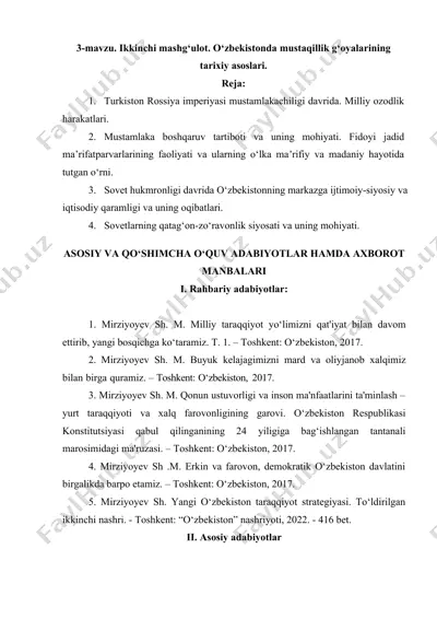 o‘zbekistonda mustaqillik g‘oyalarining tarixiy asoslari — DOCX