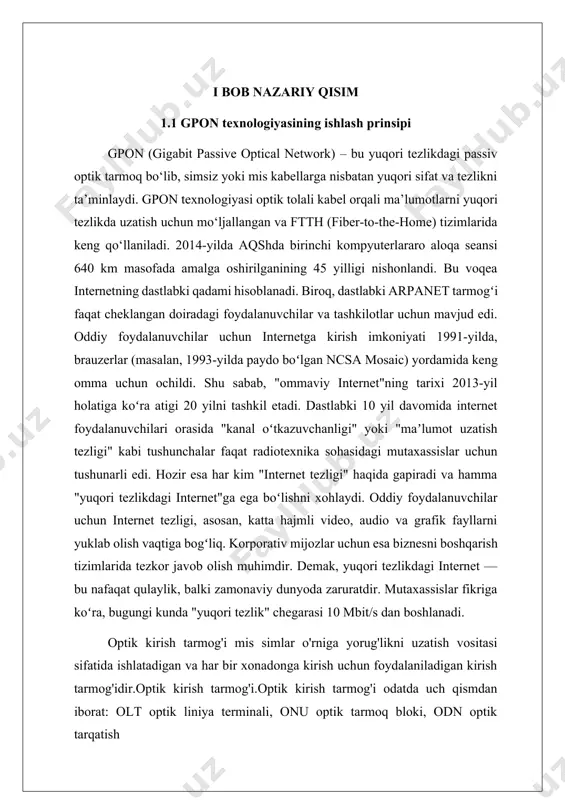 i mis simlar o'rniga yorug'likni uzatish vositasi sifatida ishlatadigan va har bir xonadonga kirish uchun foydalaniladigan kirish tarmog'idir.optik kirish tarmog'i.optik kirish tarmog'i odatda uch qismdan iborat: olt optik liniya terminali, onu optik tarmoq bloki, odn optik tarqatish tarmog'i, ular orasida olt va onu optik kirish tarmog'ining asosiy komponentlari hisoblanadi. (1-rasm) 1-rasm. gpon tarmoq tuzilmasi olt ning to'liq nomi - optik liniya terminali, optik liniya terminali.olt optik liniya terminali va telekommunikatsiyaning markaziy ofis uskunasidir.u optik tolali magistral liniyalarni ulash uchun ishlatiladi.u an'anaviy aloqa tarmog'ida kalit yoki router vazifasini bajaradi.bu tashqi tarmoqning kirish qismida va ichki tarmoqning kirish qismida joylashgan qurilma.markaziy ofisda joylashgan eng muhim ijro etuvchi funktsiyalar trafikni rejalashtirish, buferni boshqarish va foydalanuvchiga yo'naltirilgan passiv optik tarmoq interfeyslarini ta'minlash va o'tkazish qobiliyatini taqsimlashdir.oddiy qilib aytganda, bu ikkita funktsiyaga erishishdir.yuqori oqim uchun u pon tarmog'ining yuqori oqimiga kirishni yakunlaydi;quyi oqim uchun olingan ma'lumotlar odn tarmog'i orqali barcha onu foydalanuvchi terminal qurilmalariga yuboriladi …