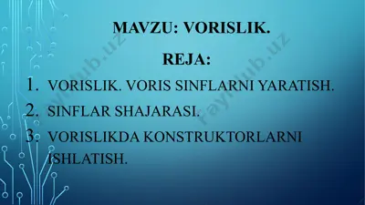 vorislik. voris sinflarni yaratish. — PPTX