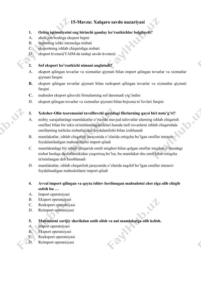 xalqaro savdo nazariyasi — DOC