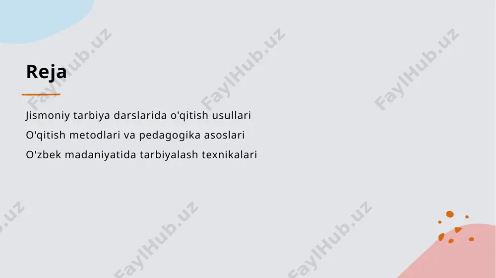 tarbiyada o'quvchilarning jismoniy ko'nikmalarini rivojlantirish uchun samarali usul hisoblanadi. o'zbek madaniyatidagi an'anaviy tarbiyaviy usullar, masalan, o'zaro hurmat va jamoaviy ish, jismoniy tarbiyada o'quvchilarning ijtimoiy ko'nikmalarini rivojlantiradi. jismoniy tarbiyadagi o'qitish metodlarining asosiy turlari. 1 o'quv jarayoni jismoniy tarbiyadagi o'qitish metodlari o'quv jarayonini samarali tashkil etish uchun muhimdir. bu usullar o'quvchilarni faol ishtirok etishga undaydi. 2 an'anaviy usullar o'zbek madaniyatiga asoslangan an'anaviy o'qitish usullari, masalan, o'yinlar va xalq raqslarini jismoniy tarbiyada qo'llash, madaniy merosni saqlaydi. 3 zamonaviy metodlar zamonaviy o'qitish metodlari, masalan, interaktiv va kooperativ o'qitish, o'quvchilarni ijodiy fikrlashga va jamoaviy ishga rag'batlantiradi. pedagogik metodlarning ta'lim jarayonidagi roli va ahamiyati. pedagogik metodlar pedagogik metodlar o'qitish jarayonida muhim o'rin tutadi, chunki ular o'quvchilarning bilish va ko'nikmalarini rivojlantirishga yordam beradi. ta'lim jarayoniga ta'siri o'qitish metodlari ta'lim jarayoniga bevosita ta'sir ko'rsatadi, o'quvchilarning bilim olish motivatsiyasini va qobiliyatlarini oshirishda muhim rol o'ynaydi. o'zbek madaniyati va metodlar o'zbek madaniyatidan kelib chiqadigan pedagogik metodlar, mahalliy an'analar va qadriyatlarni …